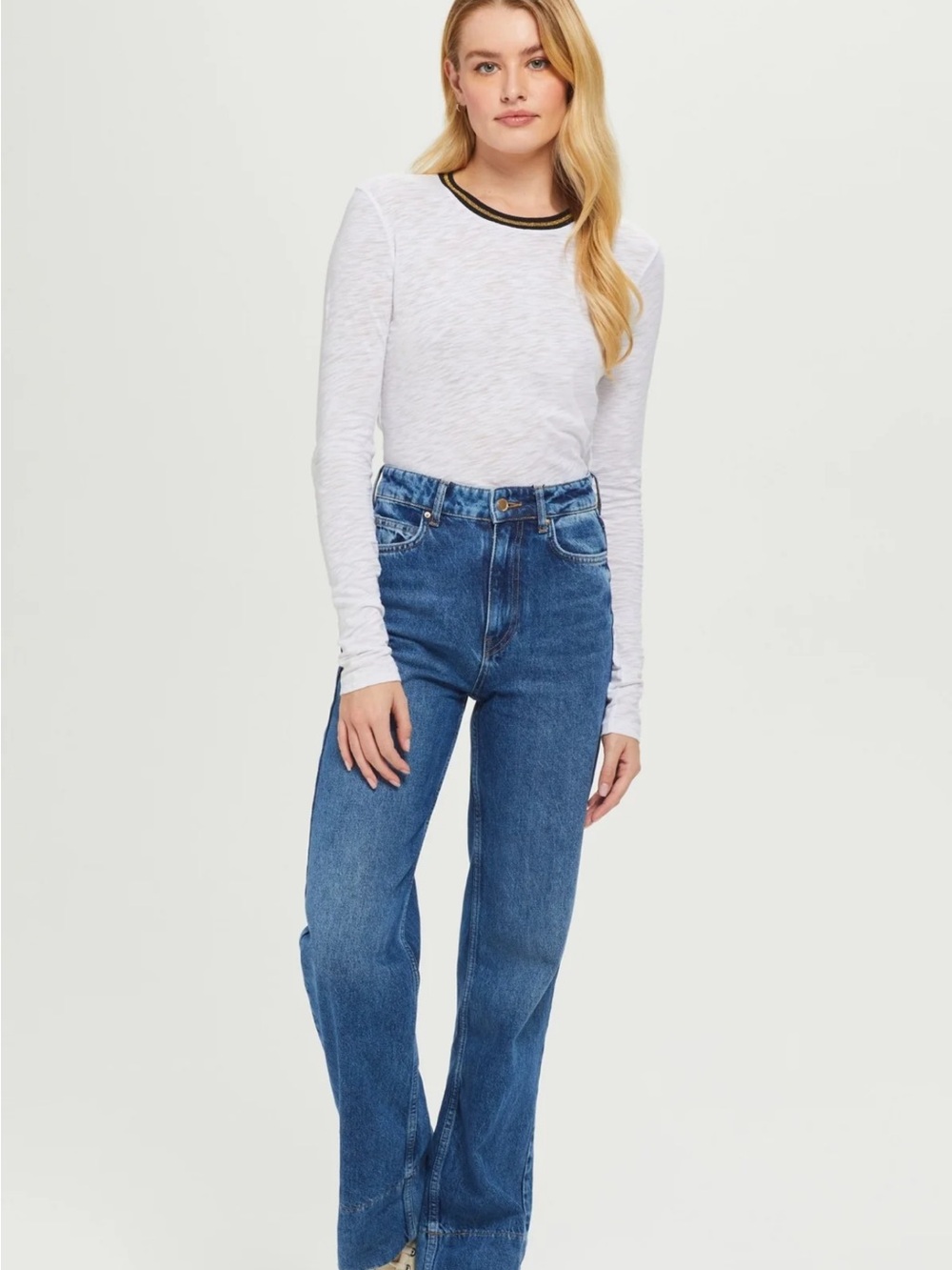 Goldie LONG SLEEVE METALLIC TIPPED RINGER TEE